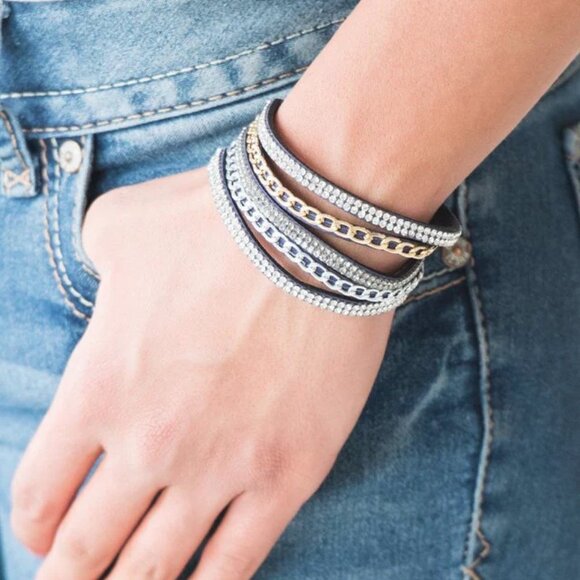 Paparazzi Jewelry Accessories - Fashion Fiend - Blue Bracelet - Vintage - Picture 3 of 4